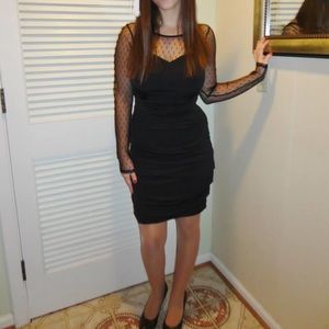 LBD with Sheer Polka Dot Sleeves